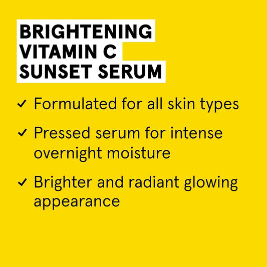 Acure Brightening Vitamin C Sunset Serum - Concentrated Vitamin C Pressed Serum For Intense Overnight Moisture - With Coq10 & Astaxanthin - Hydrating & High In Antioxidants Vegan Formula - 1 Fl Oz