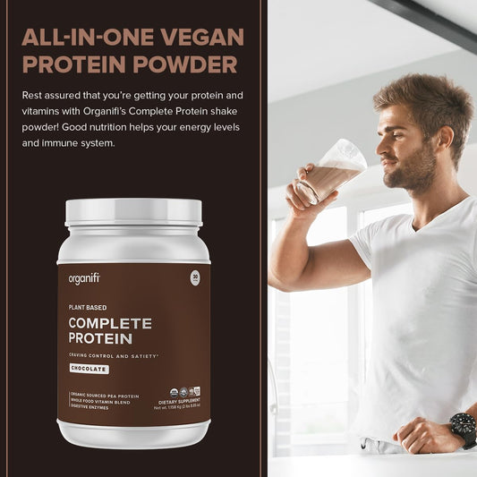 Organifi Complete Protein Vanilla Flavor - Organic Vegan Plant Based Protein Powder With Digestive Enzymes - 30 Day Supply - No Soy, Dairy, Or Gluten