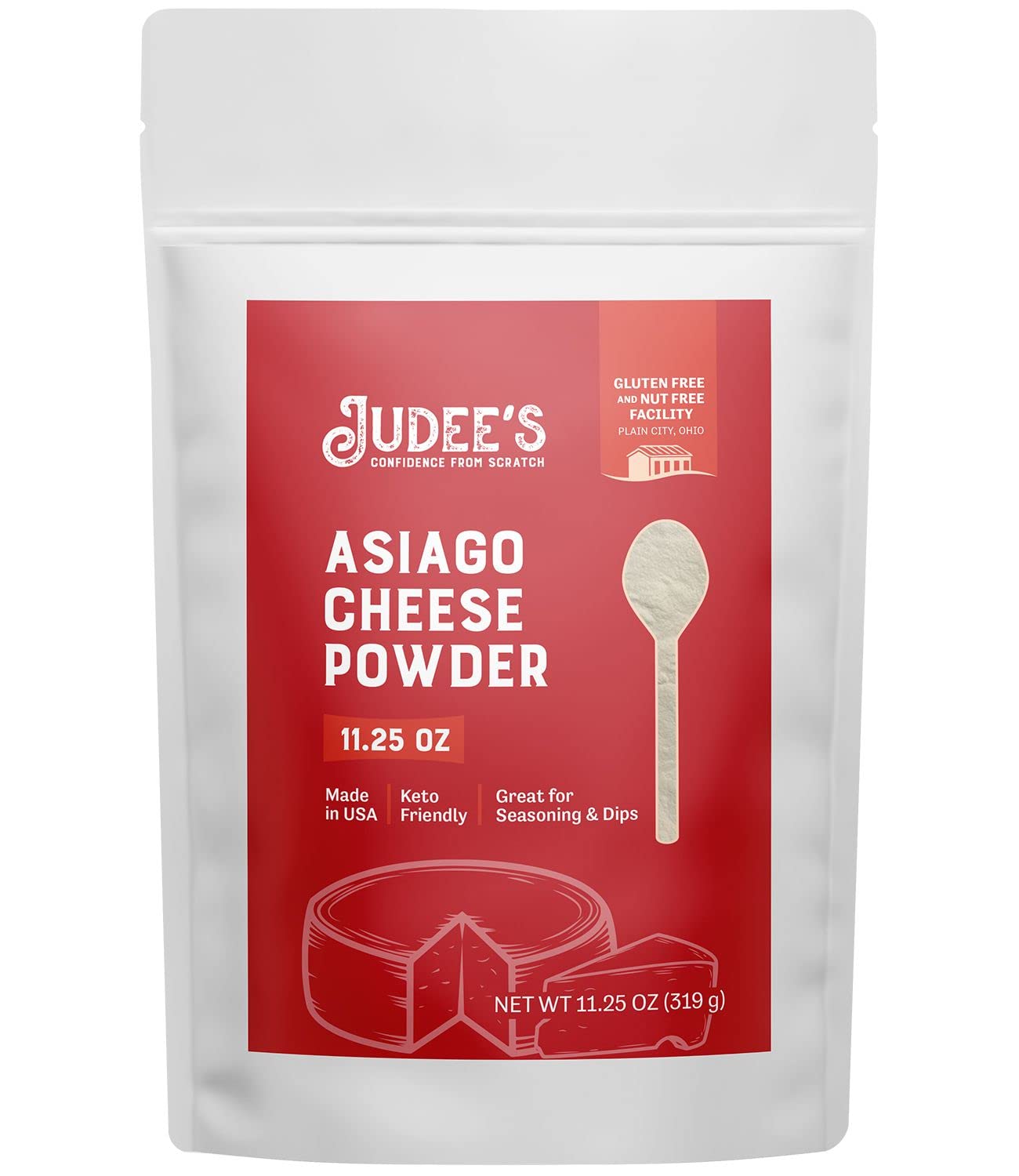 Judee’s Asiago Cheese Powder 11.25 oz- Gluten-Free and Nut-Free - Use in Seasonings and Salad Dressings - Great for Dips, Spreads and Sauces - Made in USA