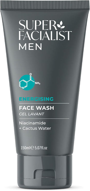 Super Facialist For Men Energising Face Wash With Vitamin B 3 - Remove Impurities & Hydrate Skin With Hyaluronic Acid, Magnesium & Vitamin E - Oil Free, Vegan Friendly, 150 Ml