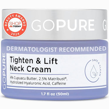 Gopure Neck Firming Cream - Anti-Aging Neck Cream For Tightening And Wrinkles For An Even Skin Tone And Neck Lift - With Pro-Active Firming Complex, 1.7 Oz