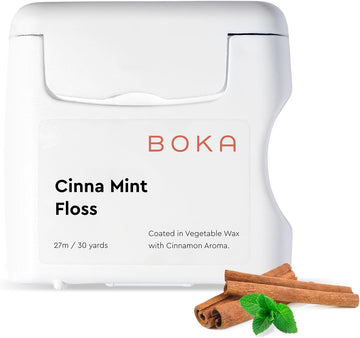 Boka Cinna Mint Woven Dental Floss, Made from Natural Vegetable Wax, Teflon-Free, 30 Yards of Waxed Floss (Pack of 1)