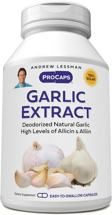 Andrew Lessman Garlic Extract 60 Capsules - Promotes Heart And Cardiovascular Health. Protective Sulfur-Based Compounds. Pure, Gentle, Odorless. No Aftertaste, No Stomach Upset, No Additives