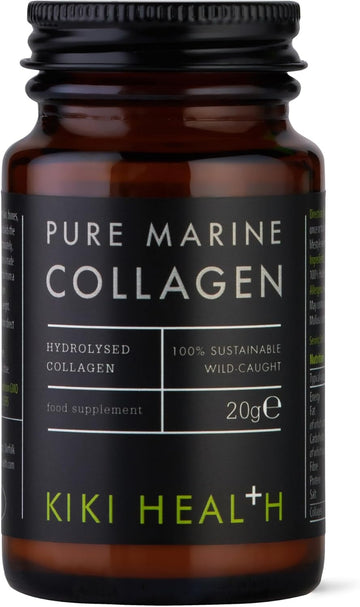 Kiki Health Pure Marine Collagen Powder - Hydrolysed Collagen Supplements - Type 1 Purified Collagen From Wild Fish - Naturally High In Protein For Bones, Joints, & Skin – Gluten Free (20 Gram)