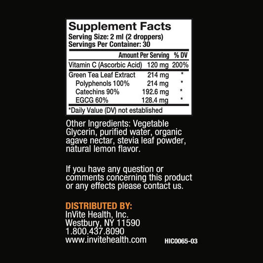 Invite Health Green Tea Tx? - Supports Immune Health - Combines Green Tea Extract and Vitamin C - One Dropperful has The Antioxidant Power of Up to Two Cups of Green Tea - 2 Fluid Ounces