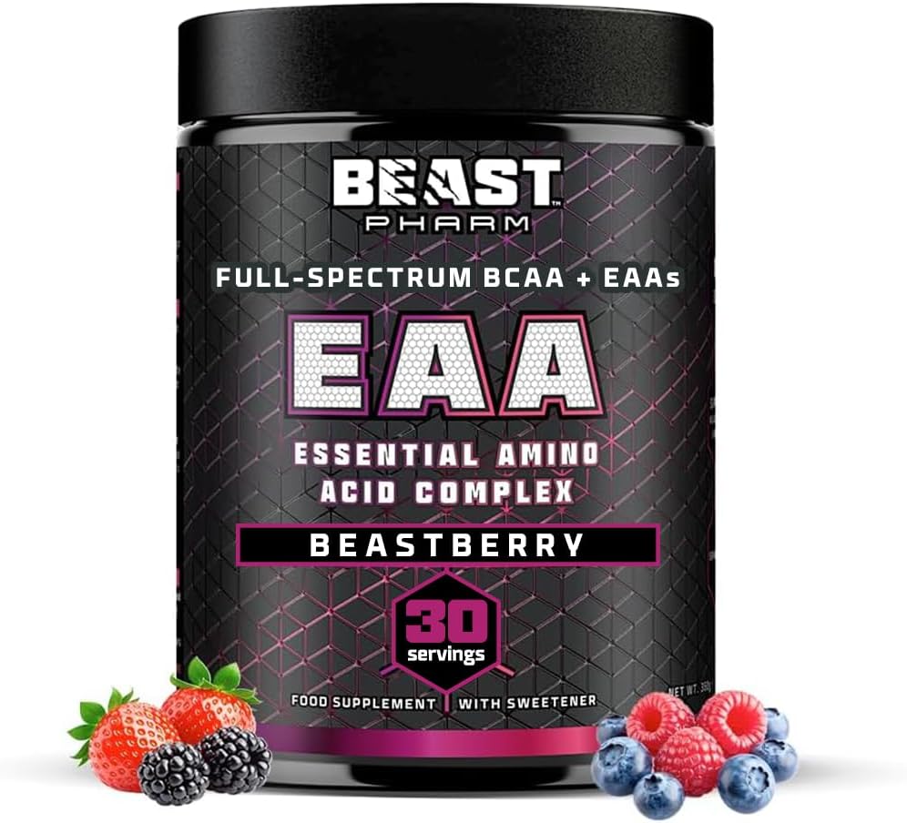 Beast Pharm Eaa Amino Acids, 30 Servings Enhanced Bcaa Powder | Beastberry