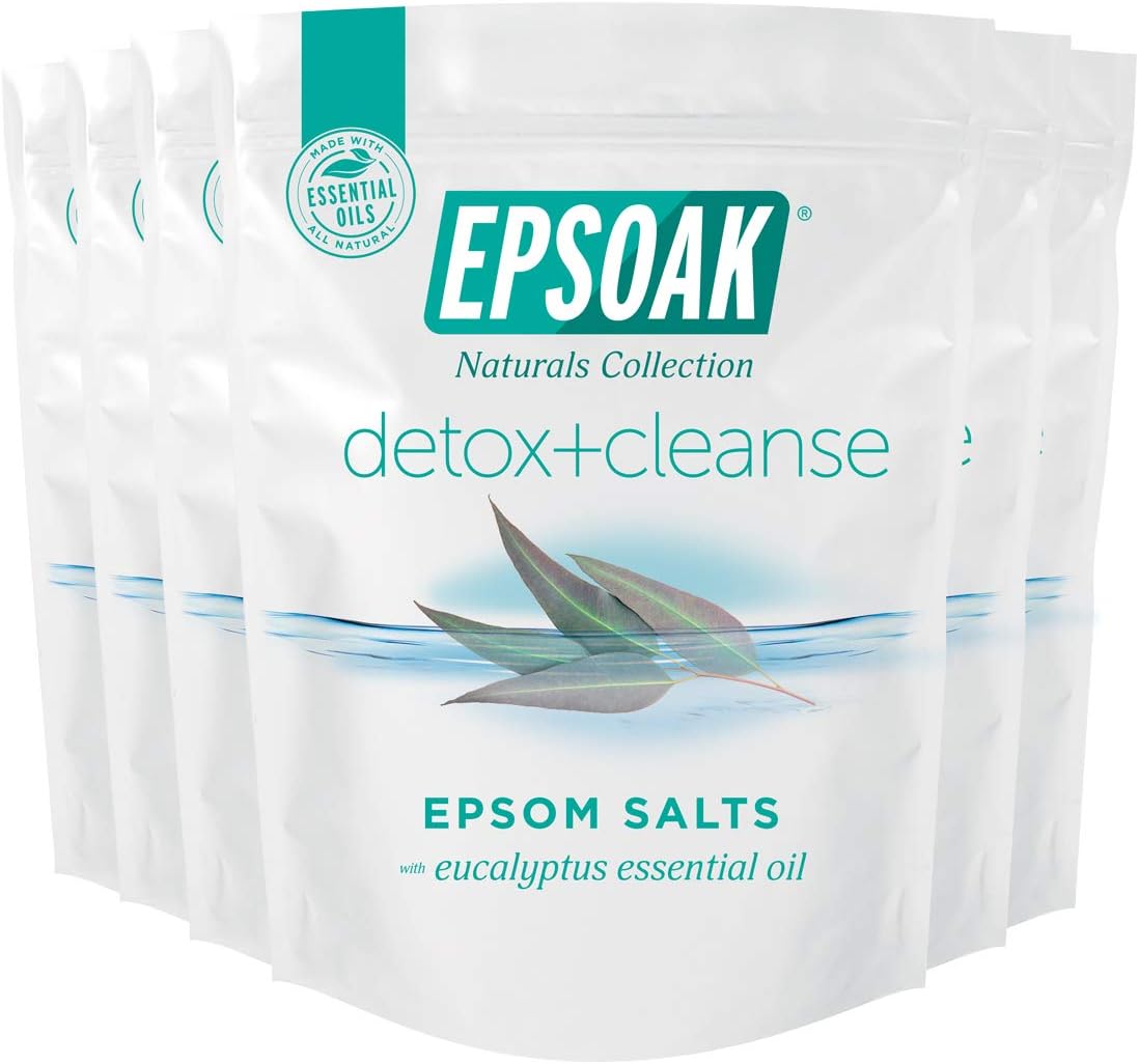 Epsoak Epsom Salt Detox + Cleanse - 12 Lbs. (Qty. 6 X 2 Lb. Bags) Bath Salts With Natural Essential Oils