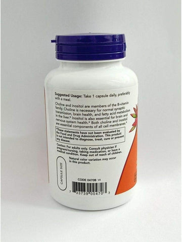 Now Choline And Inositol 500Mg, 100 Capsules (Pack Of 2)