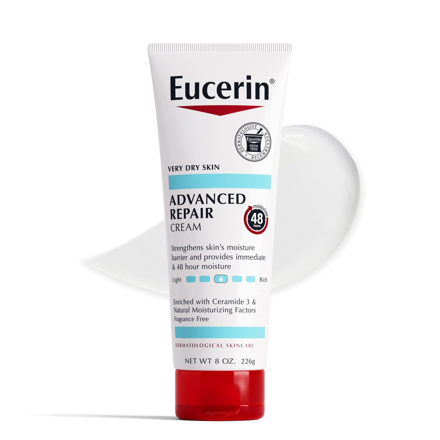 Eucerin Advanced Repair Body Cream For Very Dry Skin, Fragrance Free Daily Body Moisturizer, 8 Oz Tube