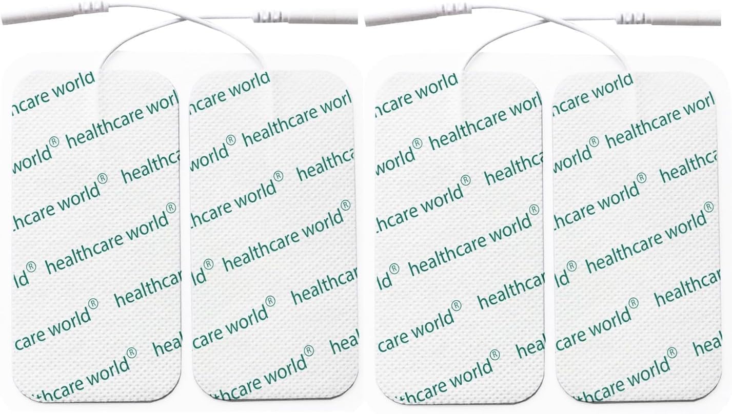 Tens Electrode Pads 10X5Cm Self-Adhesive Electrodes (4 Pcs) Compatible With Neurotrac, Tenscare, Auvon, Elle Tens Machines For Knee, Shoulder, Back, Muscle Pain