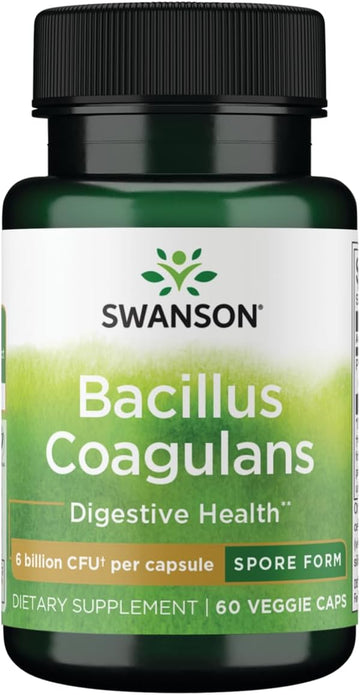 Swanson Bacillus Coagulans - Natural Probiotic Supplement Supporting Digestive Health W/ 6 Billion Cfu - May Support Gi & Overall Gut Health - (60 Veggie Capsules)