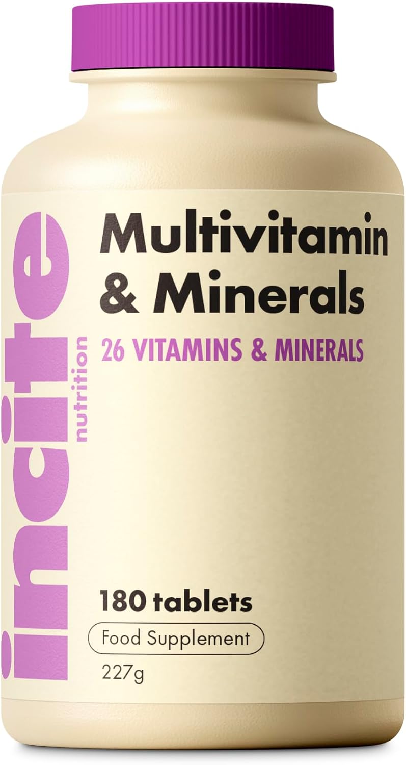 Incite Nutrition Multivitamin Tablets. 180 Vegan Tablets, 6 Month Supply. Daily Formula With 23 Vitamins & Minerals. Immune Support, Energy, Bone Health. Suitable For Vegetarians & Vegans