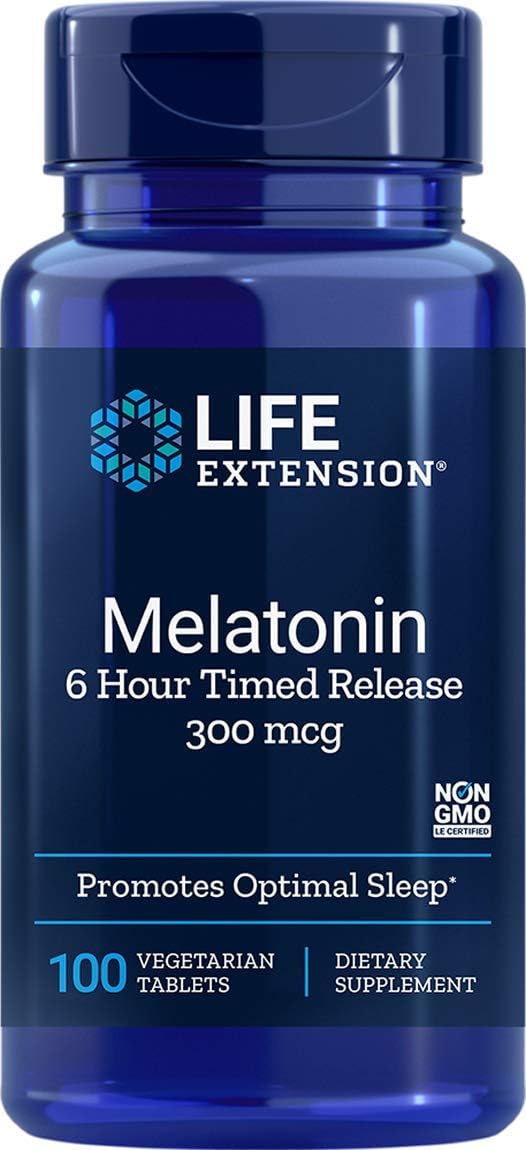 Melatonin 6 Hour Timed Release 300 Mcg 100 Vegetarian Tablets-Pack-2