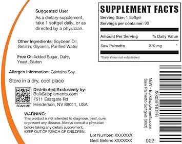 BulkSupplements.com Saw Palmetto Softgels - Saw Palmetto Extract - Saw Palmetto for Men - Saw Palmetto for Women - 1 Saw Palmetto 270 mg Softgels per Serving - 90-Day Supply (90 Softgels)