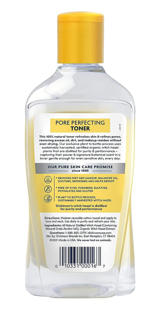 Dickinson'S Original Witch Hazel Pore Perfecting Toner, 100% Natural, 16 Ounce Fragrance Free