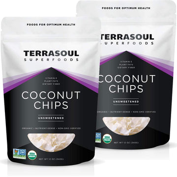 Terrasoul Superfoods Raw Coconut Chips (Organic), 12 Ounce (Pack of 2)