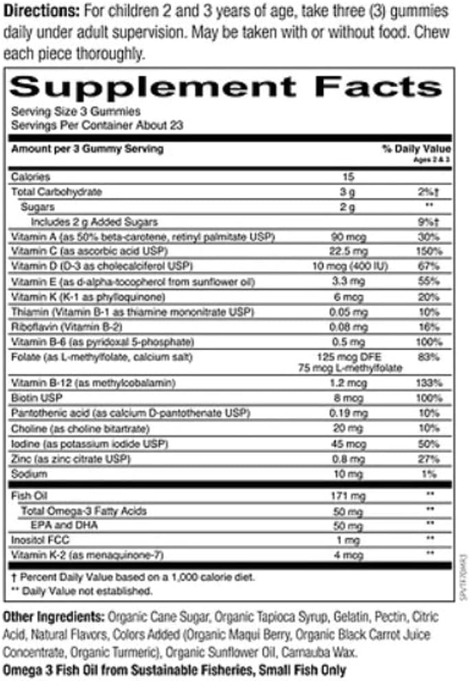 SmartyPants Gummy Multivitamins: Toddler Formula: Multivitamin, Omega 3s, and Vitamin D3 - Single Bottle, 2.5 Week Supply, 70 Count