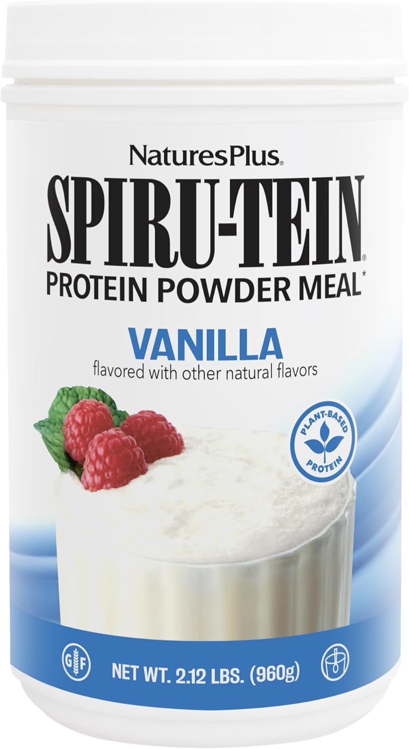 Natures Plus Spiru-Tein, Vanilla - 2.12 Lbs, Pack Of 2 - Spirulina Protein Powder - Vitamins & Minerals For Energy - Vegetarian, Gluten Free - 64 Total Servings