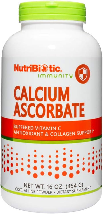 NutriBiotic - Calcium Ascorbate Vitamin C Powder, 1 | Essential Antioxidant & Collagen Supplement Buffered with Calcium | Non-Acidic & Easier on Digestion than Ascorbic Acid | Gluten & GMO Free