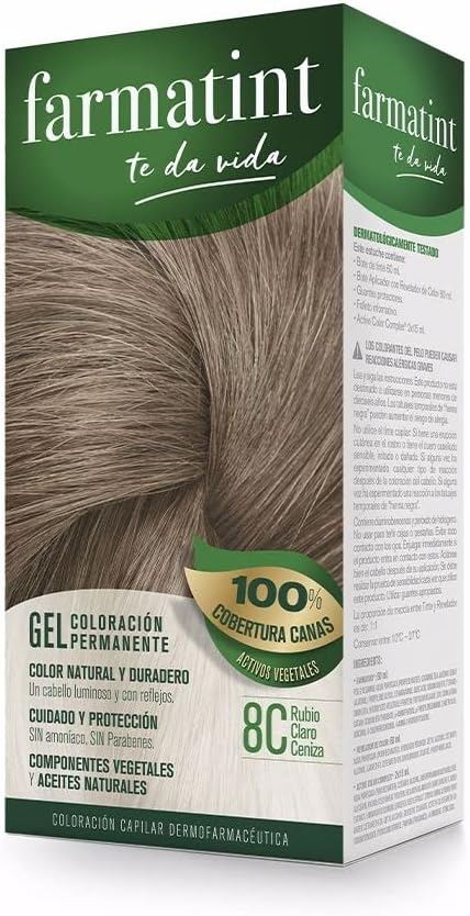 Farmatint Gel 8R Light Copper Blonde | Natural And Durable Colour | Natural Vegetable Components And Oils | Ammonia | Paraben | Dermatologically Tested