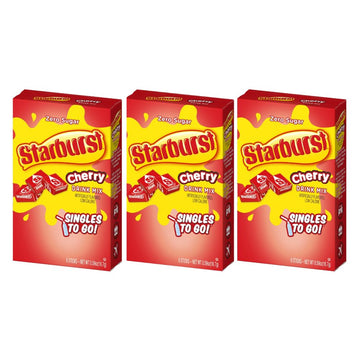 Starburst Singles To Go Zero Sugar Drink Mix, Cherry, 6 Ct Per Box (Pack Of 3), 0.59 Ounce