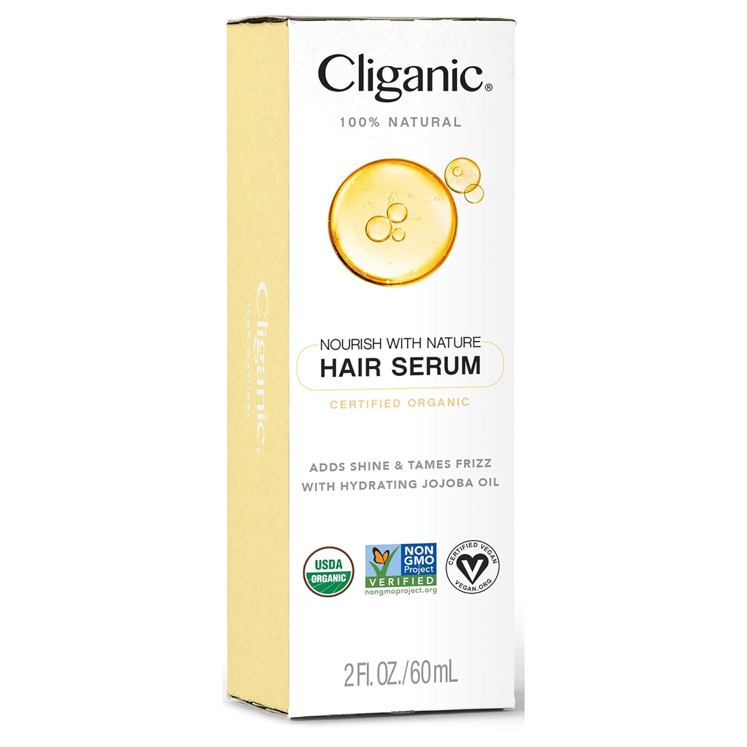 Cliganic Organic Hair Serum - Adds Shine & Tames Frizz for Dry Damaged Hair - with Hydrating Oils Jojoba, Coconut - 2oz : Beauty & Personal Care