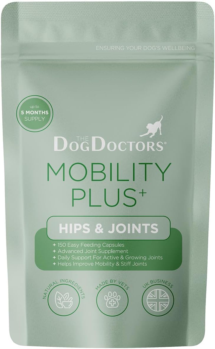 The Dog Doctors Mobility Plus | 150 Hips And Joints Aid Supplements With Glucosamine And Chondroitin For Dogs | Suitable For All Breeds And Sizes | 150 Capsules | Cruelty Free & Proudly Made in UK!