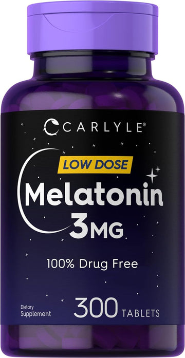 Carlyle Melatonin 3Mg | 300 Tablets | Low Dose | Drug Free | Vegetarian, Non-Gmo, Gluten Free