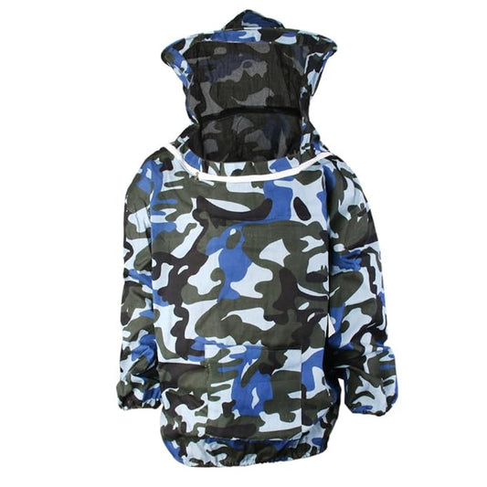 VALUEVIBES Beekeeping Jacket with Veil – Blue Camo Bee Protection Suit for Beekeepers | Lightweight Smock Equipment for Beekeeping & Livestock Care (Unisex)