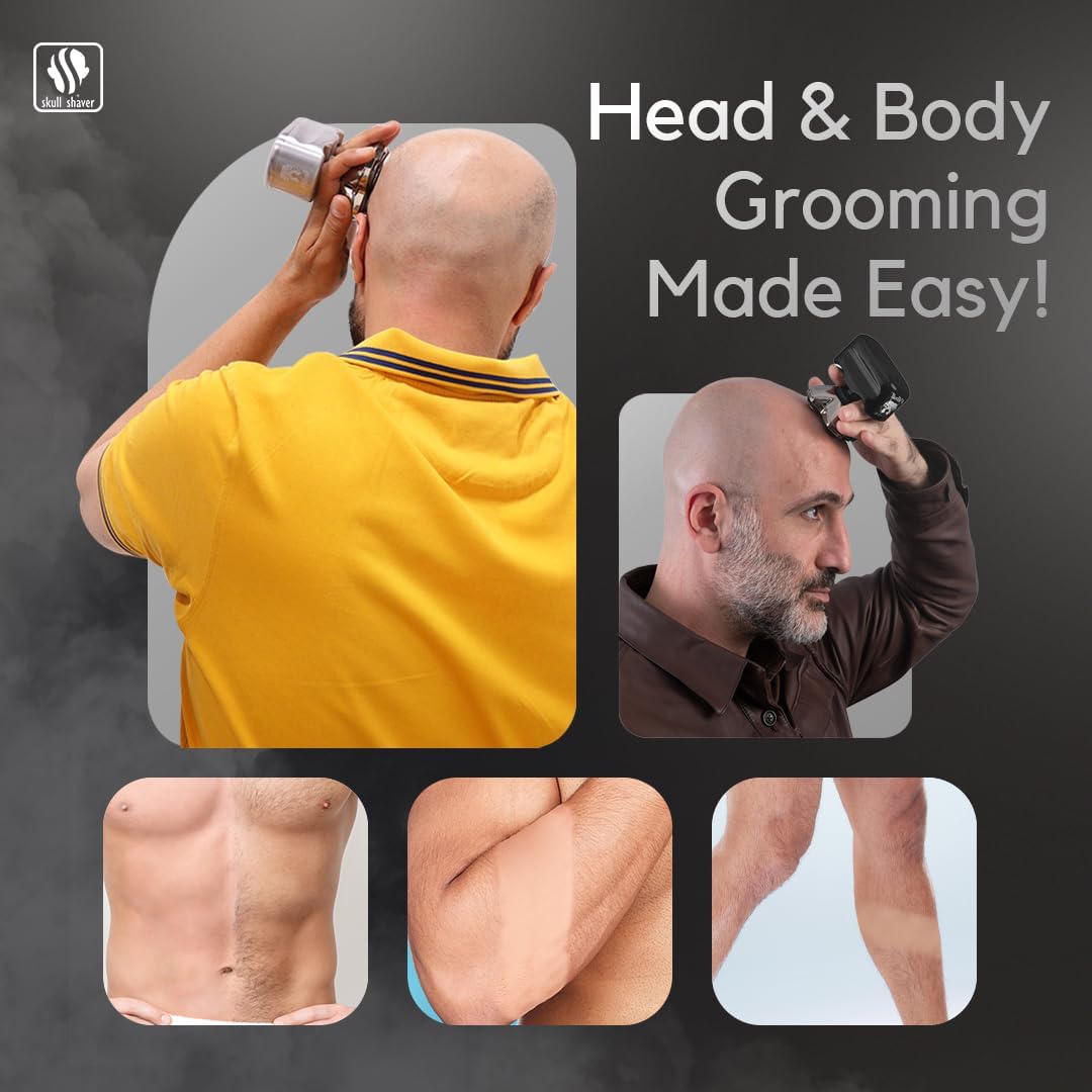 Skull Shaver Pitbull Silver Pro: Electric Head Shaver For Men, Wet & Dry Bald Head Shaver With Ergonomic Design - Perfect Grooming For Men : Beauty & Personal Care