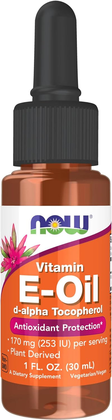 NOW Supplements, Natural Vitamin E-Oil Liquid (D-Alpha Tocopherol), Antioxidant Protection*, 1-Ounce