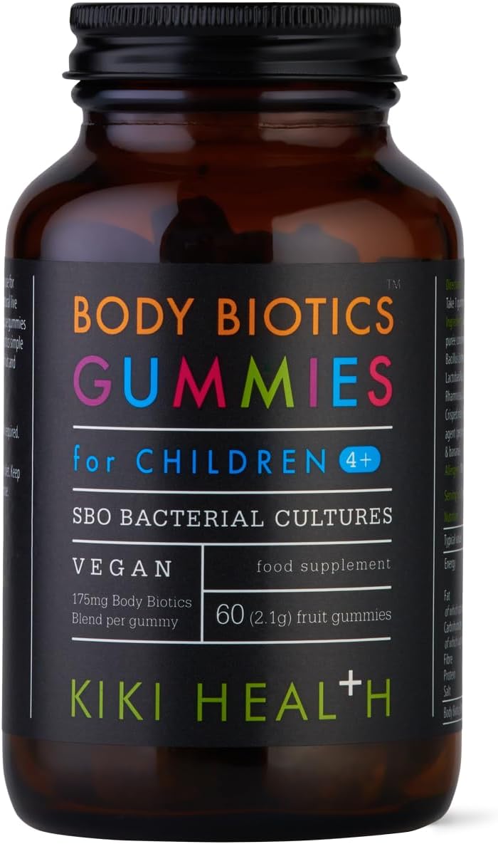 Kiki Health - Body Biotics Gummies For Children 4+, Blend Of 8 Bacterial Cultures, Sbo & Live Cultures, Probiotics For Kids - Made With Real Fruit, Delicious Taste - 60 Gummies