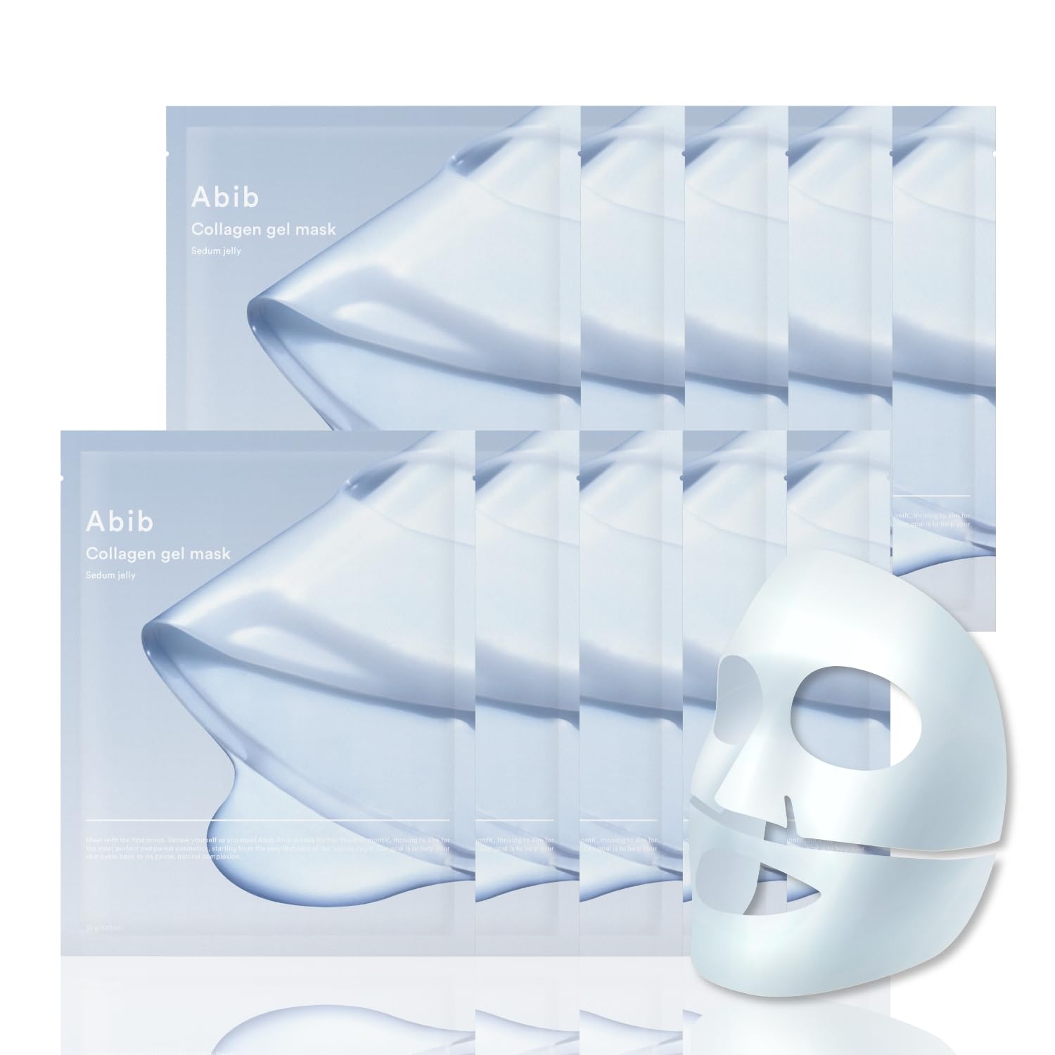 Abib Collagen Gel Mask Sedum Jelly 10 Sheets I Vegan Collagen, Hydrating Hyaluronic Acid Hydrogel Facial Mask