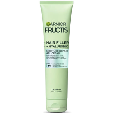 Garnier Fructis Hair Filler Moisture Repair Gel-Cream, Hair Gel For Curly, Wavy Hair With Hyaluronic Acid, 5.1 Fl Oz, 1 Count