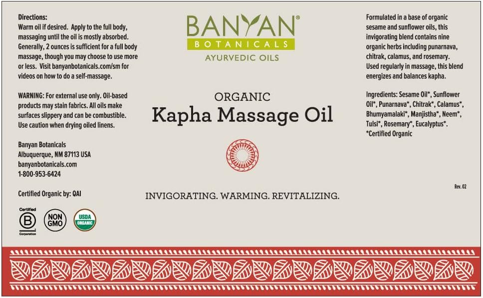 Banyan Botanicals Kapha Massage Oil ­– Organic Ayurvedic Massage Oil w