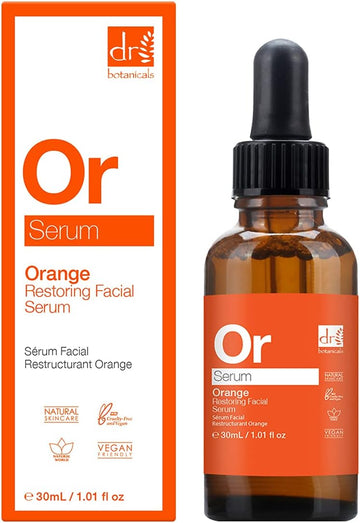 Dr Botanicals Orange Restoring Facial Serum - 30Ml | Anti Ageing, Anti Wrinkle, Brightening, Hydrating Face Serum With Mandarin Peel Oil, Red Algae & Rosa Moschata Oil And Seabuckthorn