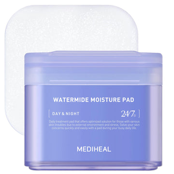 Mediheal Watermide Moisture Pad - Square Cotton Facial Toner Pads With Icelandic Glacial Water - Improve Skin Temperature, Hydrating Toner Pads To Dry, Puffy, Coarse Skin -Vegan Eco Silk Pads,100 Pads