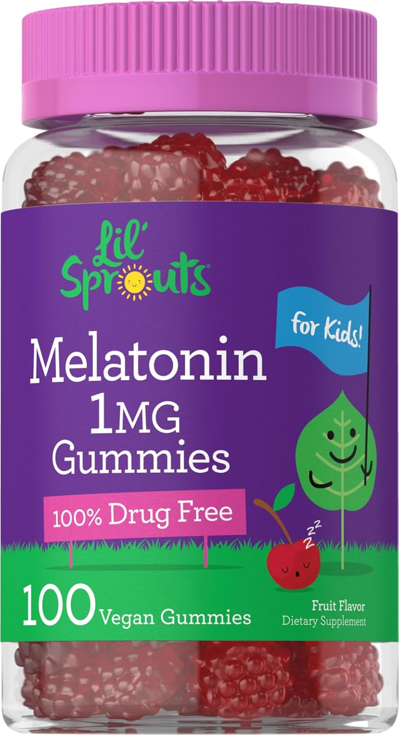 Carlyle Kids Melatonin Gummies | 1 Mg 100 Count | Fruit Flavor Gummy | Vegan, Non-Gmo, Gluten Free | By Lil Sprouts