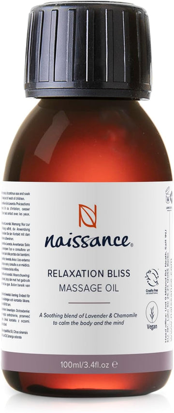 Naissance Relaxation Bliss Destressing Massage Oil - 100ml - Grapeseed Oil Base with Lavender & Chamomile Massage Therapy for Muscle Relax