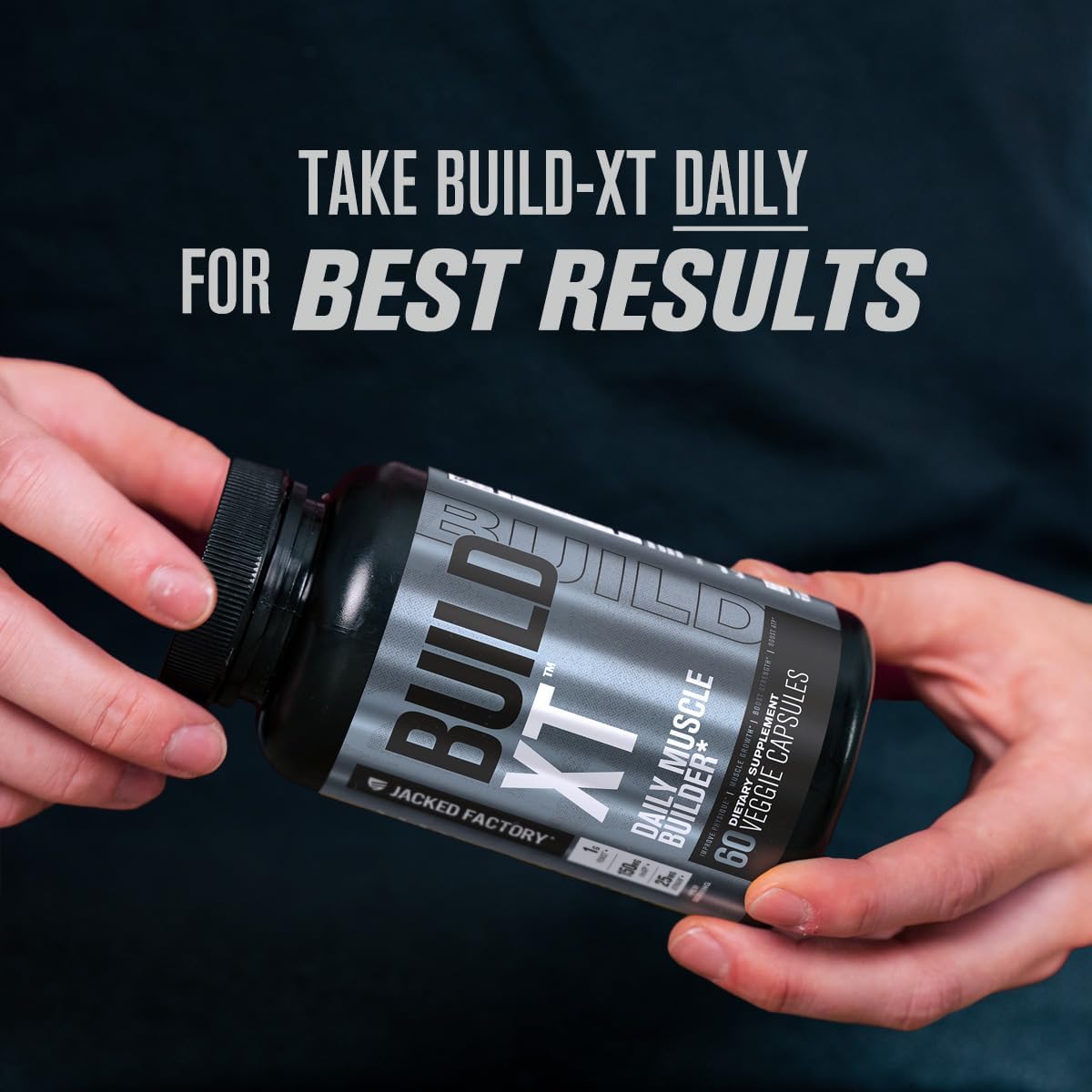 Jacked Factory Build-XT Daily Muscle Builder & Performance Enhancer - Muscle Building Supplement for Muscular Strength & Growth | Trademarked Ingredients Peak02, ElevATP, & Astragin - 120 Veggie Pills : Health & Household