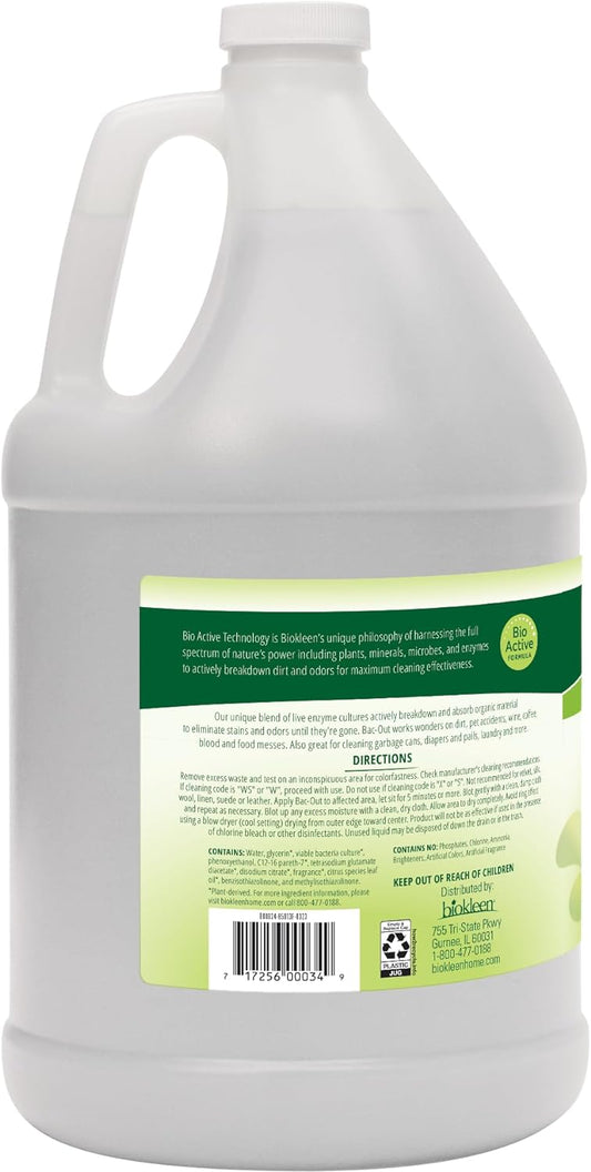 Biokleen Bac-Out Enzyme Stain & Odor Remover - 128 Ounces - Destroys Stains & Odors Safely, for Pet Stains, Laundry, Diapers, Wine, Carpets, & More, Eco-Friendly, Non-Toxic