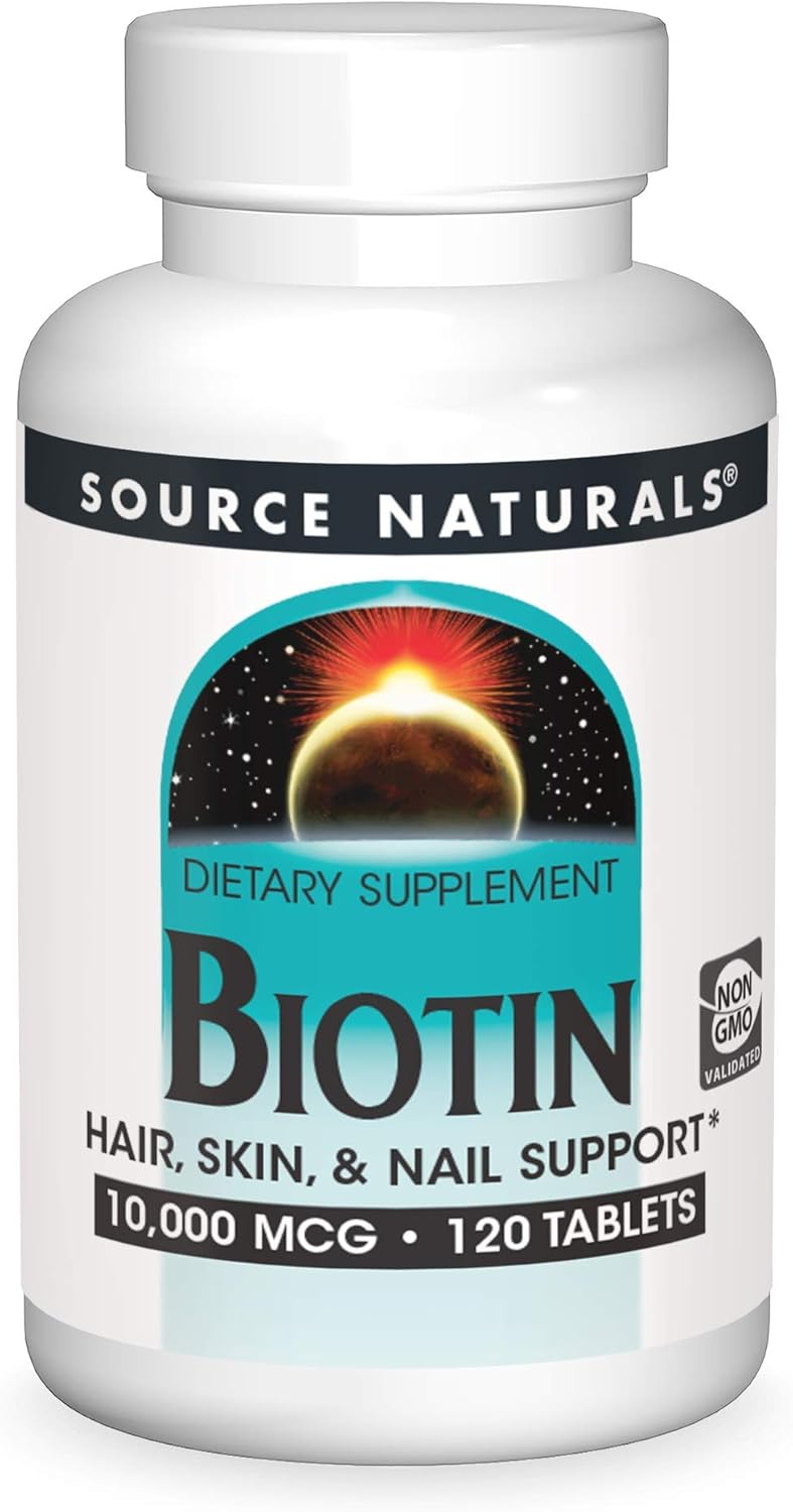 Source Naturals Biotin, Hair, Skin, And Nail Support*, 10,000 Mcg - Non-Gmo - 120 Tablets