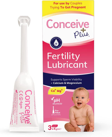 Conceive Plus Fertility Lubricant in Pre-Filled Applicators, Fertility Friendly Lube for Couples Trying to Conceive, 3 x 4g Applicators