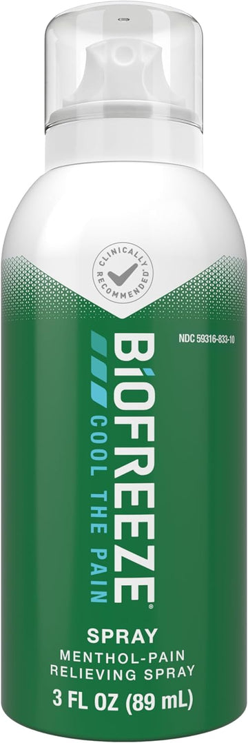 Biofreeze Menthol Spray 3 FL OZ Colorless Aerosol Spray Associated with Sore Muscles, Arthritis, Simple Backaches, and Joint Pain (Packaging May Vary) (1)