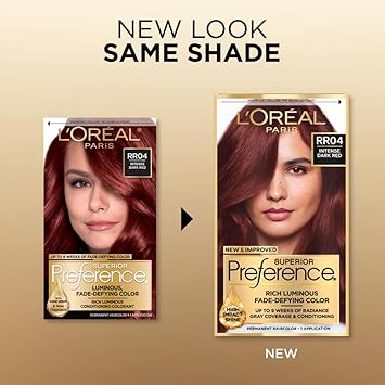 L'Oreal Paris Superior Preference Fade-Defying + Shine Permanent Hair Color, Rr-04 Intense Dark Red, Pack Of 1, Hair Dye