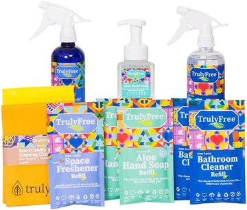 Truly Free Bathroom Cleaning Bundle, Natural, No Chemical Cleaners For Everything In Your Bathroom, Kitchen, And Home (Essentials Bathroom Cleaning Bundle (4 Products))