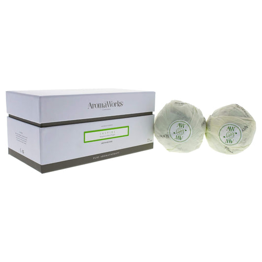 Inspire Aromabomb Duo - Combat Mental Fatigue - Bath Bombs With A Warm Aroma - Key Ingredients Of Black Pepper, Mandarin And Lime - Vegan - Paraben Free - 2 Pc