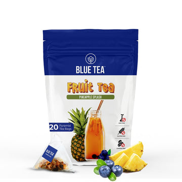 Blue Tea - Pineapple Splash Fruit Tea - 20 Tea Bags || Super Anti-Oxidant || Caffeine Free - Fruity Flavor - Herbal Tea - Natural Ingredients - Farm Fresh - Vegan | Ziplock Packaging