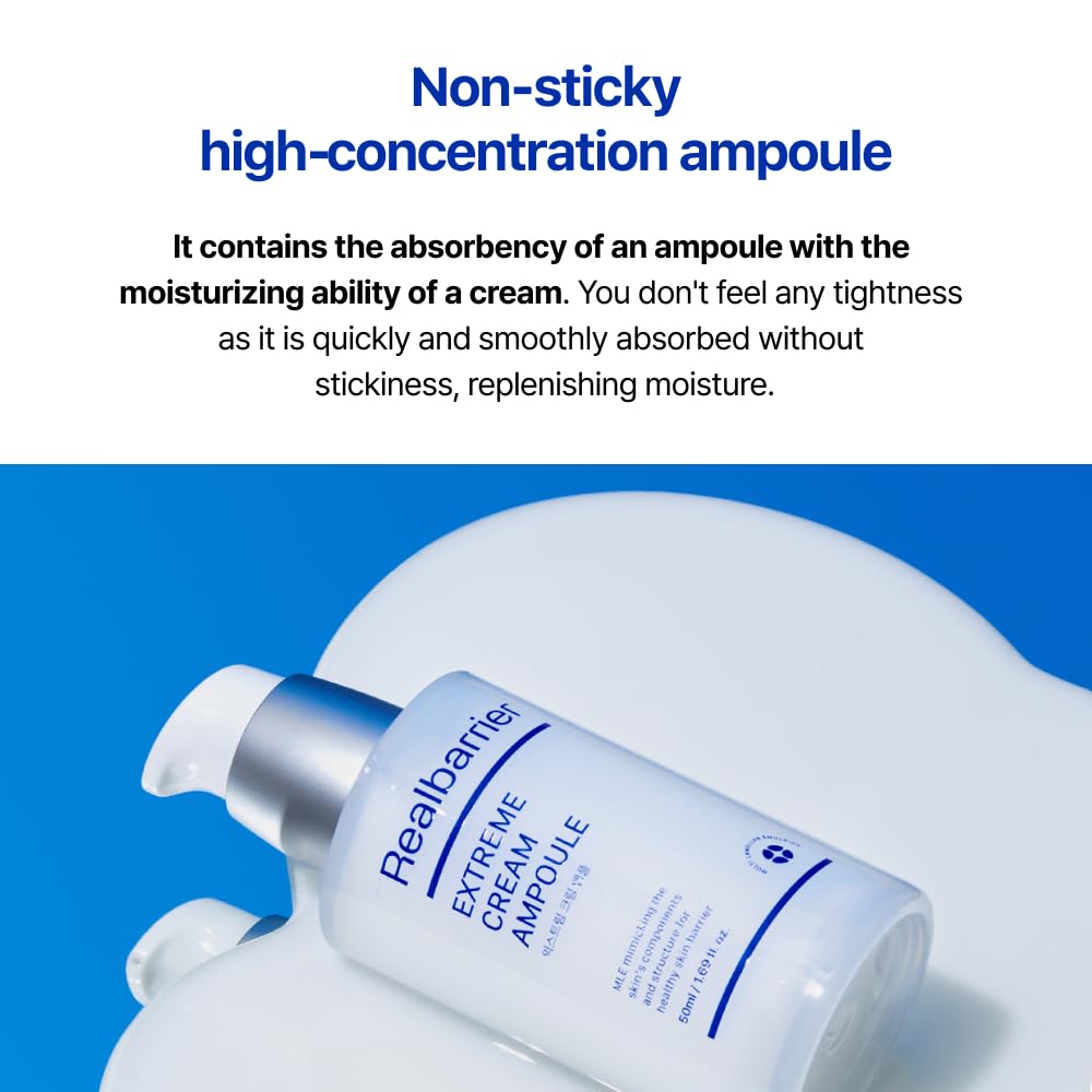 Real Barrier Extreme Cream Ampoule 1.69 Fl Oz, Face Moisturizer For Dry Skin, Moisturizing Skin Care Solution For Sensitive Skin, Skin Barrier Repair & Strengthening Facial Serum, Korean Skin Care