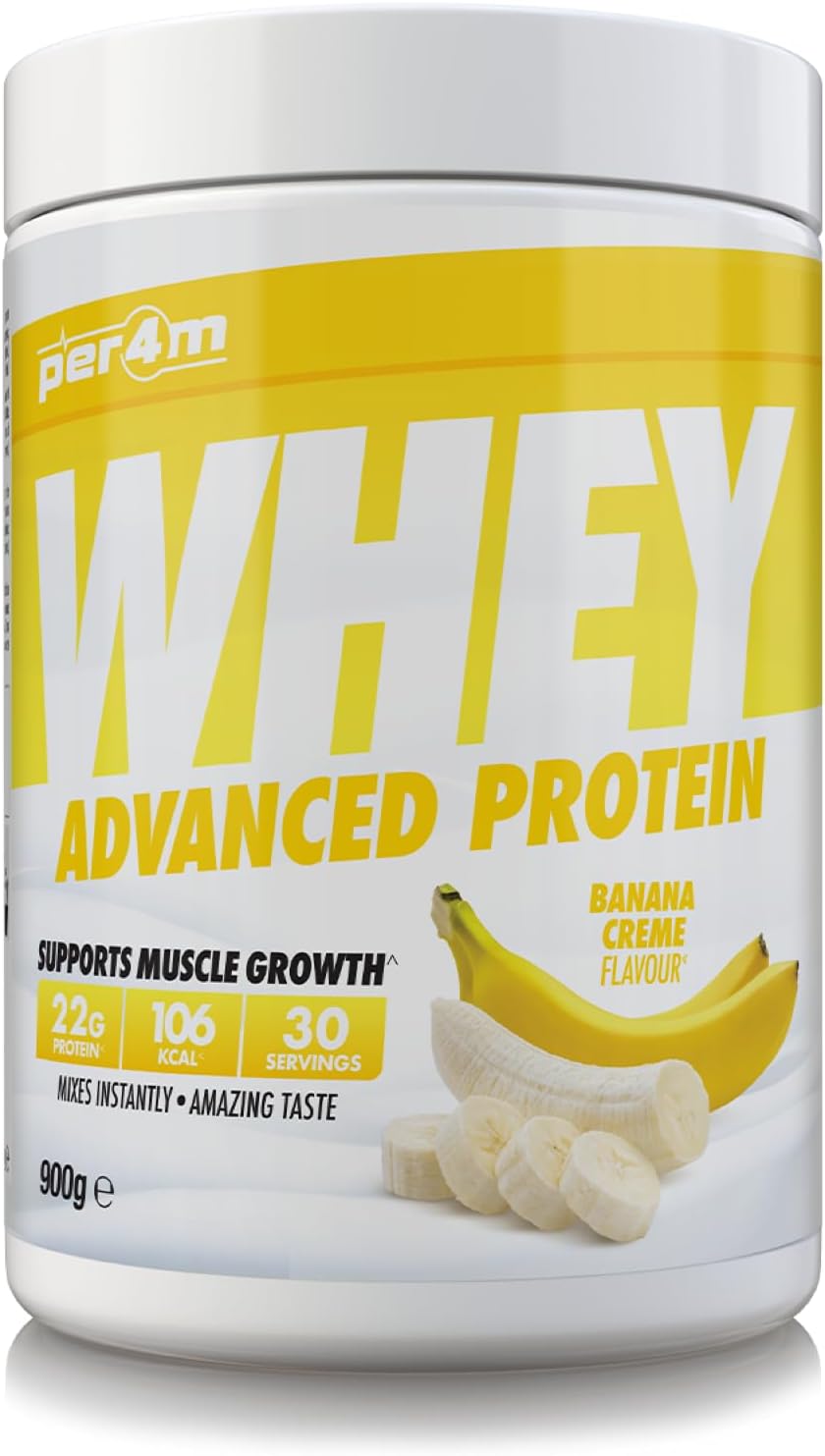 Per4M Protein Whey Powder | 30 Servings Of High Protein Shake With Amino Acids | For Optimal Nutrition When Training | Low Sugar Gym Supplements (900G, Unflavoured)